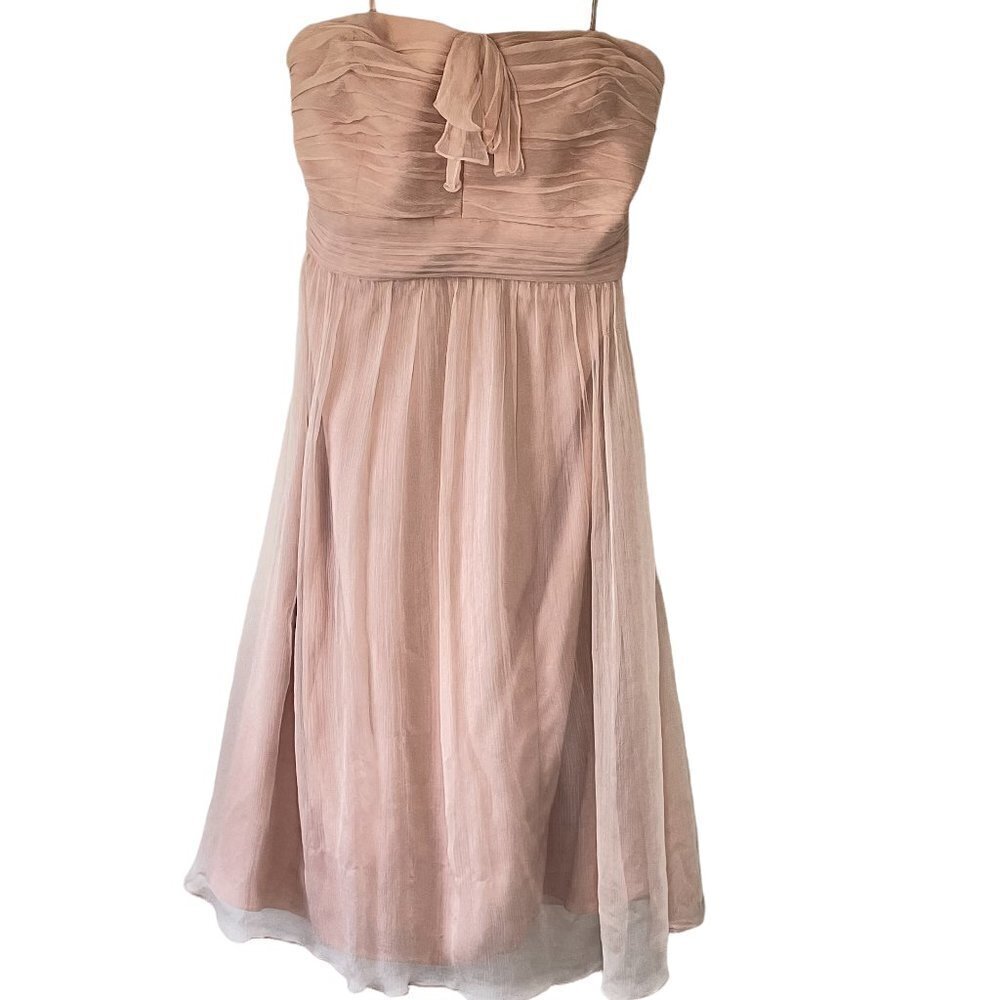 Amsale Silk Strapless Dress Dusky Pink Silk Chiffon Fairy Faerie Size 4
